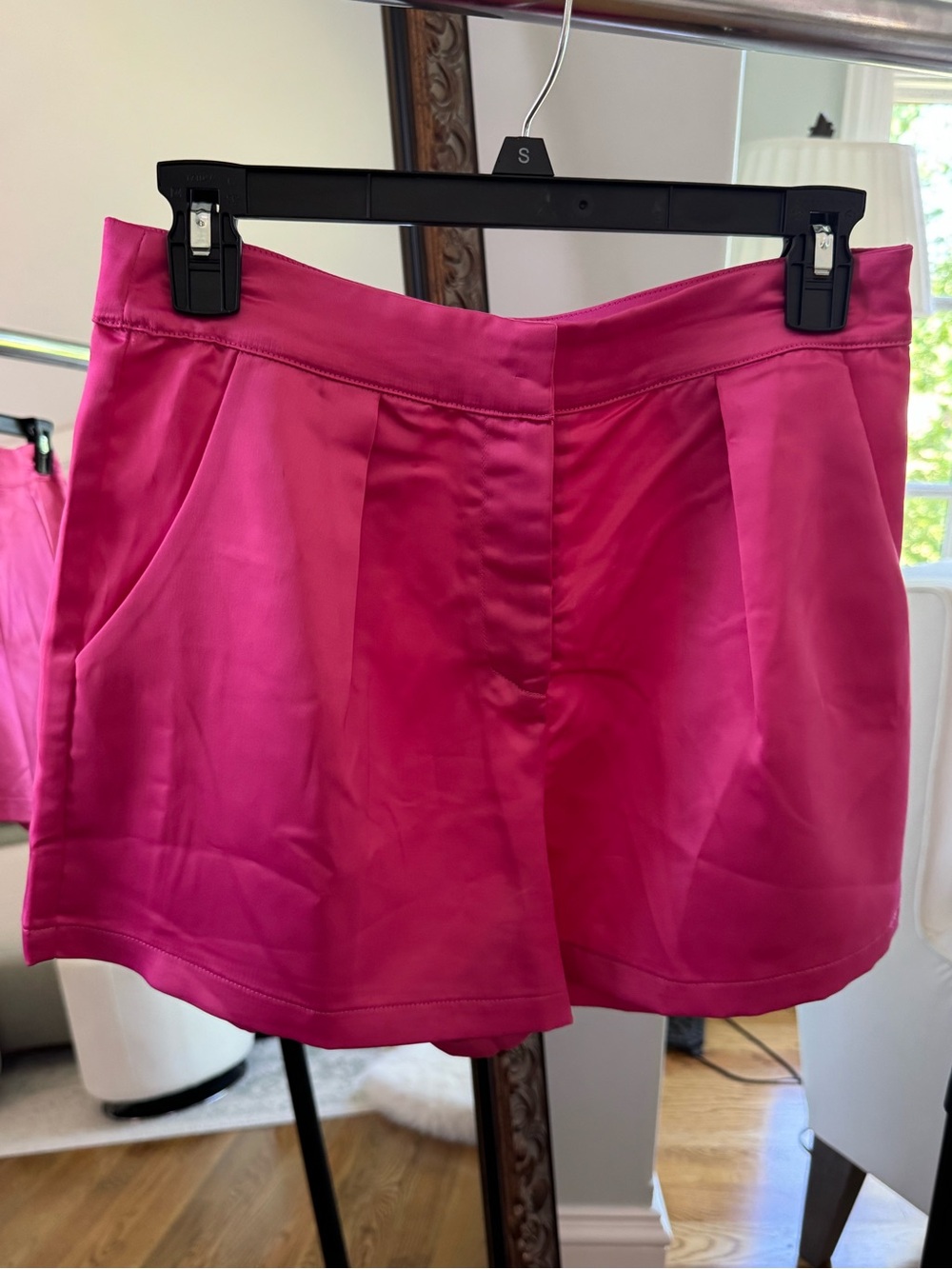 TCEC Satin Fuchsia Pleated Shorts
